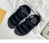 Men Black Velcro Strap Sandals