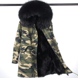 Black Fur Camo Parka