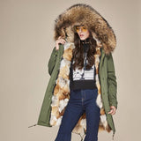 Natural Fox Fur Green Parka