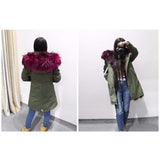 Burgundy Fur Green Parka