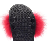 Fur Slides Slippers - Red