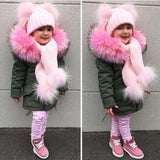 Kids Pink Pomkin Hat + Scarf Set