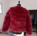 Ostrich Feather Jacket - Red Wine