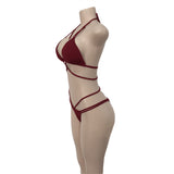 Melva String Bikini Swimsuit - Wine Red