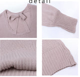 CLAIRE Backless Bow Tie Sweater - Blush Pink