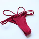 Melva String Bikini Swimsuit - Wine Red