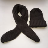 Kids Black Pomkin Hat + Scarf Set