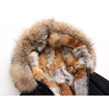 natural red fox fur lined black parka