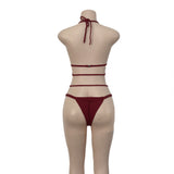 Melva String Bikini Swimsuit - Wine Red