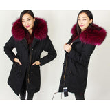 Burgundy Fur Black Parka