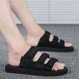 Men Black Velcro Strap Sandals