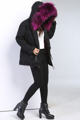 Burgundy Fur Black Parka