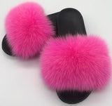 Fur Slides Slippers - Hot Pink