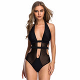 MONIKA Mesh Cut Out One Piece Black Bikini