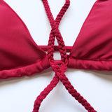 Melva String Bikini Swimsuit - Wine Red