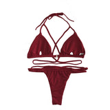 Melva String Bikini Swimsuit - Wine Red