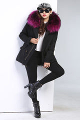 Burgundy Fur Black Parka