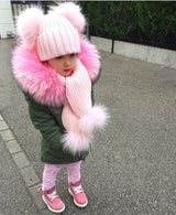 Kids Pink Pomkin Hat + Scarf Set