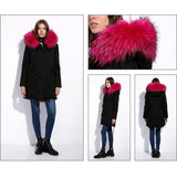 Rose Pink Fur Black Parka