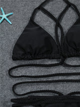Melva String Bikini Swimsuit - Black