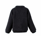 Oversized Teddy Bear Zipup Jacket - Black