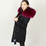 Burgundy Fur Black Parka