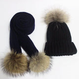 Black Pomkin Hat + Scarf Set