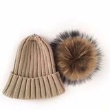 Original Beige Natural Fur Pomkin Hat