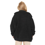 Oversized Teddy Bear Zipup Jacket - Black