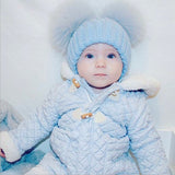 Mini Icy Blue Double Fur Pom Hat