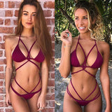 Melva String Bikini Swimsuit - Wine Red