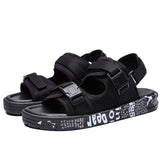 Men Black Graffiti Velcro Sandals