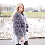 Ostrich Feather Jacket - Light Grey