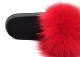 Fur Slides Slippers - Red