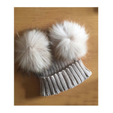 Mini Beige Double Pomkin Hat