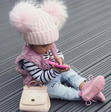 Kids Pink Pomkin Hat + Scarf Set