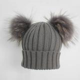 Mini Dark Grey Double Pomkin Hat