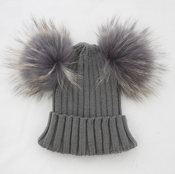 Mini Dark Grey Double Pomkin Hat