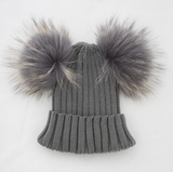 Dark Grey Pomkin Hat + Scarf Set