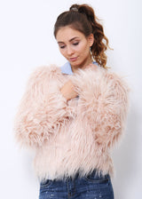 Pink faux fur jacket