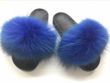 Fur Slides Slippers - Royal Blue