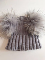 Mini Light Grey Double Pomkin Hat
