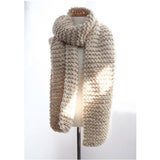 Handmade Chunky Knitted Scarf - Beige