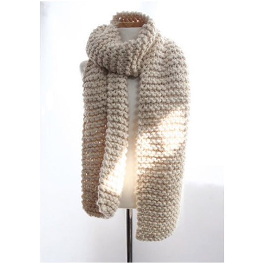 Handmade Chunky Knitted Scarf - Beige