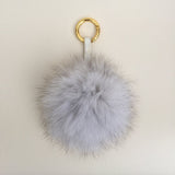 Pale Grey Fur Pom Keychain