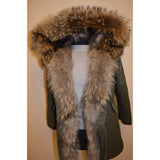 Natural Fur Green Winter Parka Coat