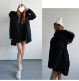 Removable Fur Hood Parka Black + Black Zips