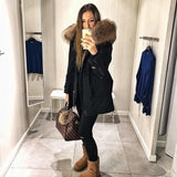 Removable Fur Hood Parka Black + Black Zips