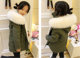 Kids Green Parka - White Fur
