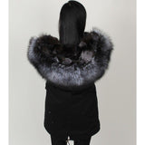 Silver Fox Fur Black Parka